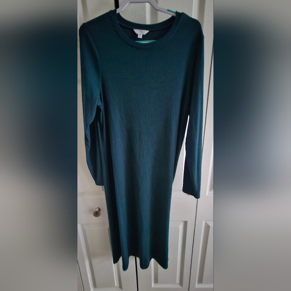 Teal Sweater Long Sleeve Dress